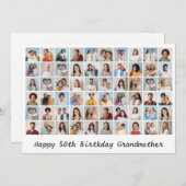 60フォトコラージュ名前/あいさつ文誕生日カード (正面/裏面)