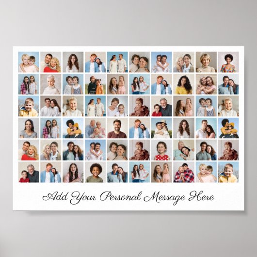 60フォトコラージュ自分の挨拶を追加 ポスター (正面)