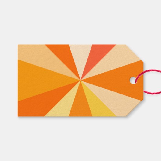 60ポップ・アートのsモダン幾何ファンキー光線のオレンジ ギフトタグ (正面(横))