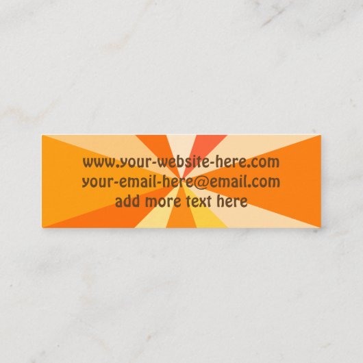 60ポップ・アートのsモダン幾何ファンキー光線のオレンジ スキニー名刺 (裏面)