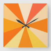 60ポップ・アートのsモダン幾何ファンキー光線のオレンジ スクエア壁時計 (正面)