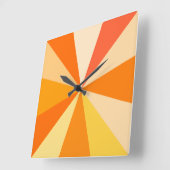 60ポップ・アートのsモダン幾何ファンキー光線のオレンジ スクエア壁時計 (傾斜)