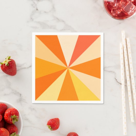 60ポップ・アートのsモダン幾何ファンキー光線のオレンジ スタンダードカクテルナプキン (インサイチュ)