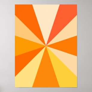 60ポップ・アートのsモダン幾何ファンキー光線のオレンジ ポスター