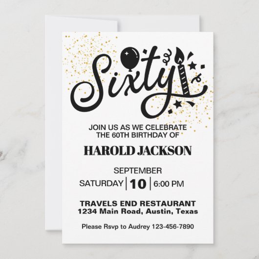 60マイルストン誕生日 招待状 (正面)