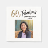 60モダンと素晴らしい写真60誕生日 スタンダードカクテルナプキン (正面)