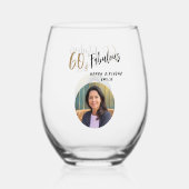 60モダンと素晴らしい写真60誕生日 ステムなしワイングラス (正面)