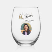 60モダンと素晴らしい写真60誕生日 ステムなしワイングラス (裏面)