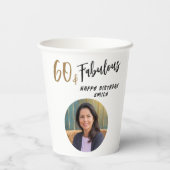 60モダンと素晴らしい写真60誕生日 紙コップ (裏面)