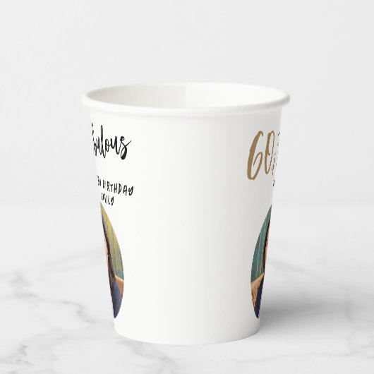 60モダンと素晴らしい写真60誕生日 紙コップ (左)