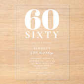 60モダンエレガント誕生日 アクリル招待状 (正面)