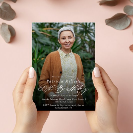 60モダンエレガントth Birthday Party写真 招待状