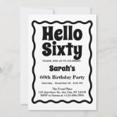 60モダンミニマル60誕生日波曲線 招待状 (正面)