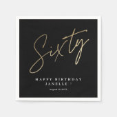 60モダン歳の誕生日シンプルスタイリッシュエレガント スタンダードカクテルナプキン (正面)