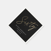 60モダン歳の誕生日シンプルスタイリッシュエレガント スタンダードカクテルナプキン (角)