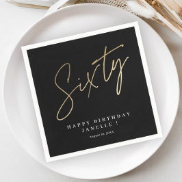 60モダン歳の誕生日シンプルスタイリッシュエレガント スタンダードカクテルナプキン