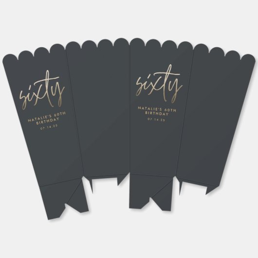 60モダン歳の誕生日シンプルスタイリッシュエレガント フェイバーボックス (見開き)