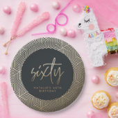 60モダン歳の誕生日シンプルスタイリッシュエレガント ペーパープレート (パーティー)