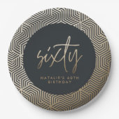 60モダン歳の誕生日シンプルスタイリッシュエレガント ペーパープレート (正面)