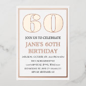 60モダン誕生日バラ金箔QRコード 箔招待状 (正面)