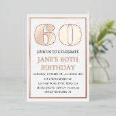 60モダン誕生日バラ金箔QRコード 箔招待状 (立ち正面)