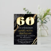 60モダン誕生日ブラックゴールドフォイルQRコード 箔招待状ポストカード (立ち正面)