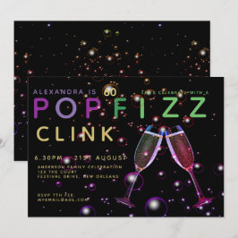 60モダン誕生日ポップ・アートの- FIZZ CLINKシャンパン 招待状