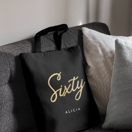 60モダン誕生日60シンプルファブラス金ゴールド トートバッグ