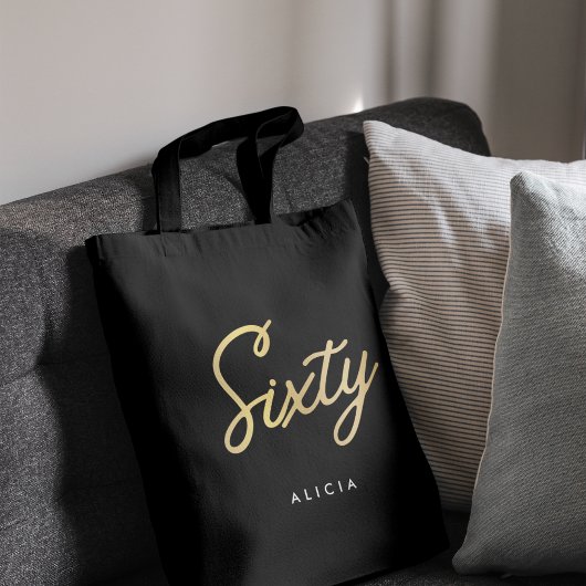60モダン誕生日60シンプルファブラス金ゴールド トートバッグ