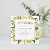 60モダンth誕生日ウォーターカラーレモン植物学 招待状 (スタンド正面)