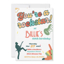 60ロックスロックスターギター60誕生日招待状