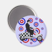 60代のスクーターモダンライダー マグネット (正面/裏面)