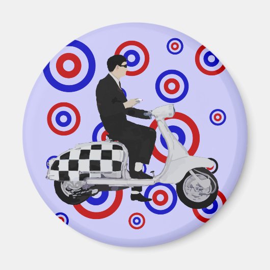 60代のスクーターモダンライダー マグネット (正面)