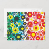 60代サイケデリック赤緑花文様 ポストカード (正面/裏面)