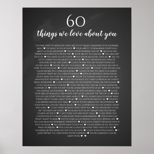 60件の我々は愛するあなたのヴィンテージの黒板 ポスター (正面)