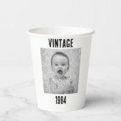 60位パーソナライズされた誕生日ヴィンテージ60位1965年カップ 紙コップ (裏面)