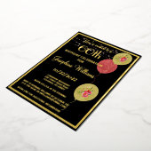 60六エレガント十誕生日黒実在金ゴールド 箔招待状 (回転した状態)