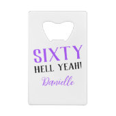 60分だ!パープル60誕生日 クレジットカード栓抜き (裏面)