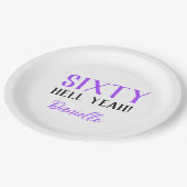 60分だ!紫おもしろい60誕生日 ペーパープレート (アングル)