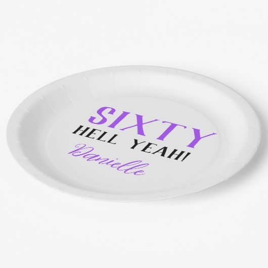 60分だ!紫おもしろい60誕生日 ペーパープレート (アングル)