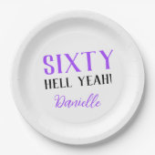 60分だ!紫おもしろい60誕生日 ペーパープレート (正面)