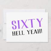 60分だ!紫はっきりした60誕生日 招待状 (裏面)