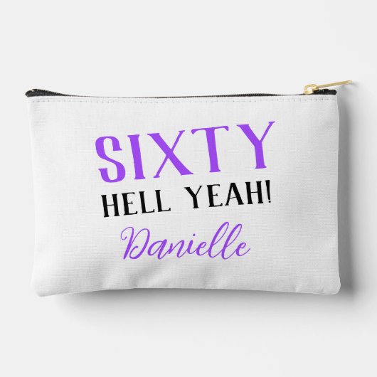 60分だ!紫パーソナライズされた60誕生日 アクセサリーポーチ (裏面)