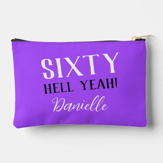 60分だ！紫パーソナライズされた60誕生日 アクセサリーポーチ (裏面)