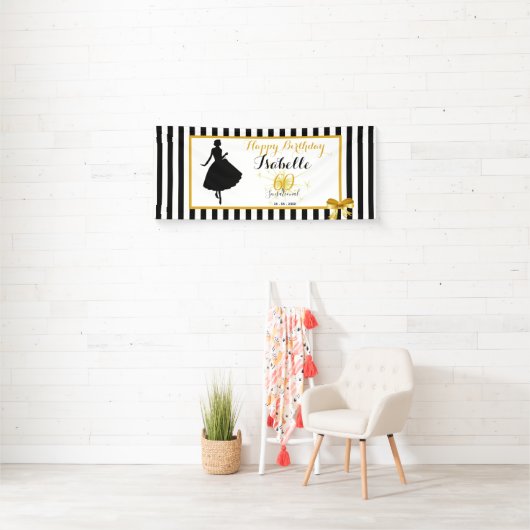 60及び扇情的な第60誕生日の黒または金ゴールドのパーティー 横断幕 (インサイチュ)