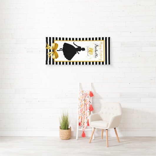 60及び扇情的な誕生日黒いまたは白のストライプ 横断幕 (インサイチュ)