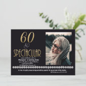 60及び豪華な金ゴールドの銀のダイヤモンドの写真 招待状 (スタンド正面)