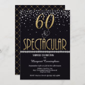 60及び豪華な金ゴールドの銀のダイヤモンドの驚き 招待状 (正面/裏面)