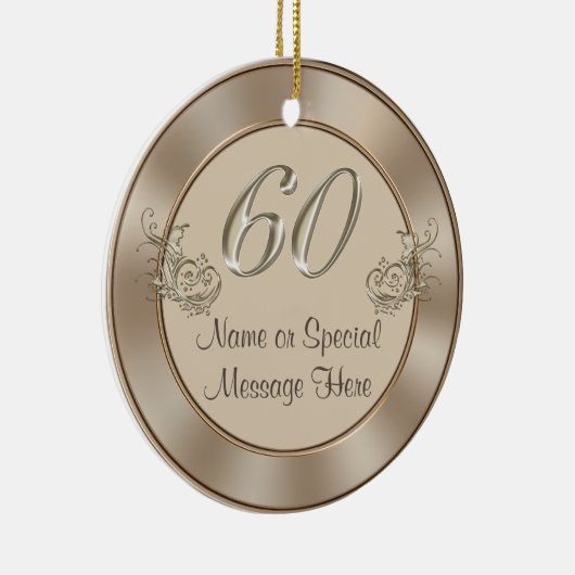 60周パーソナライズされた年記念または誕生日オーナメント セラミックオーナメント (右)