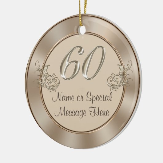 60周パーソナライズされた年記念または誕生日オーナメント セラミックオーナメント (左)